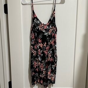 Floral Black and Pink Romper